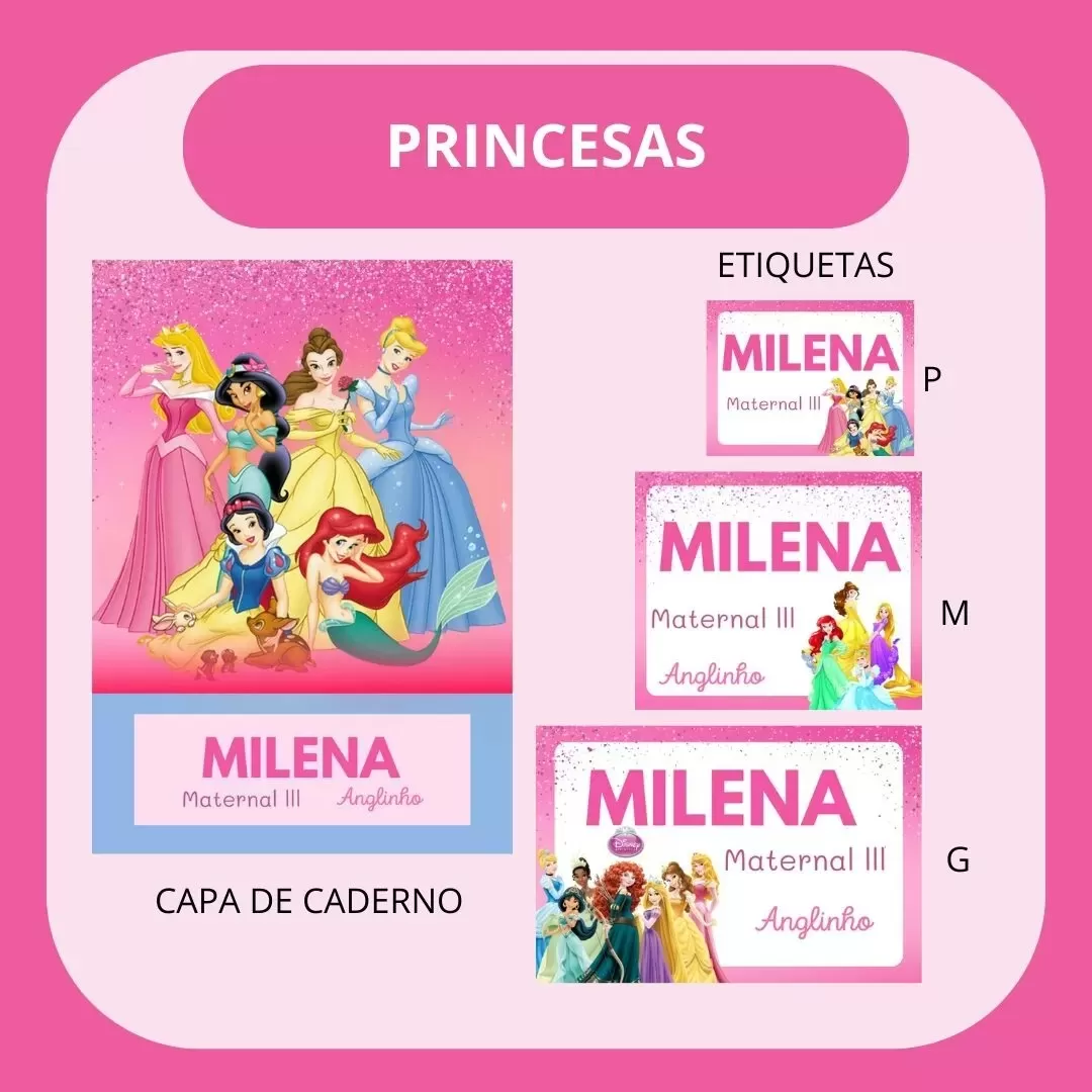 Etiquetas Escolares Volta Às Aulas 2024 Princesas Hully