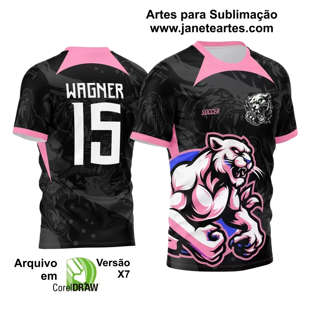 Arte Estampa Camisa Preta Interclasse 2024 Jogos Internos 2024 Time Amador Pantera Rosa 2024 Saber e Poder