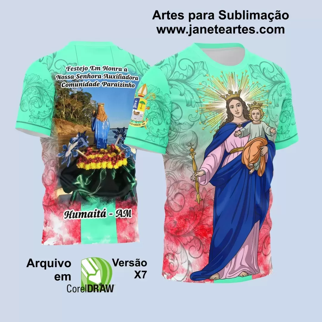 Arte Estampa Camisa Verde 2024 - Nossa Senhora Auxiliadora 2024 - Religião