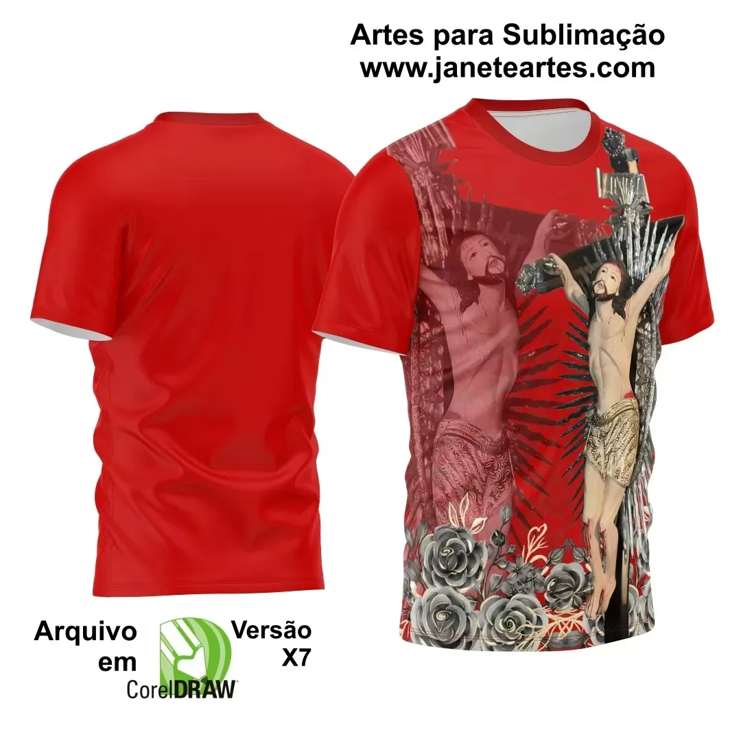 Arte Estampa Camisa Vermelha 2024 - Jesus Cristo 2024 - Religião