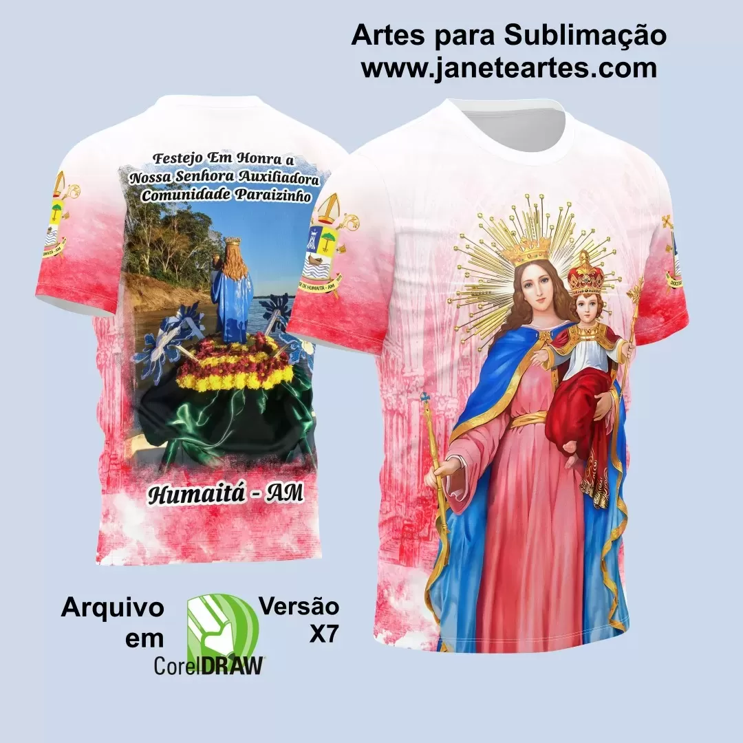 Arte Estampa Camisa Branca 2024 - Nossa Senhora Auxiliadora  2024 - Religião