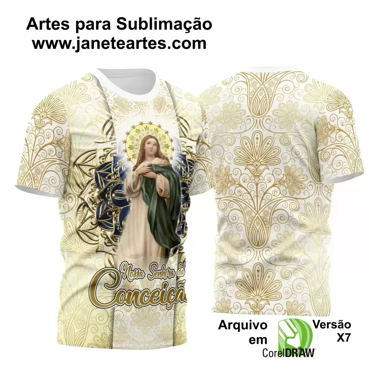 Template Camisa - Religião - Festejo - 2024 - 2025 - Nossa Senhora Imaculada Conceição