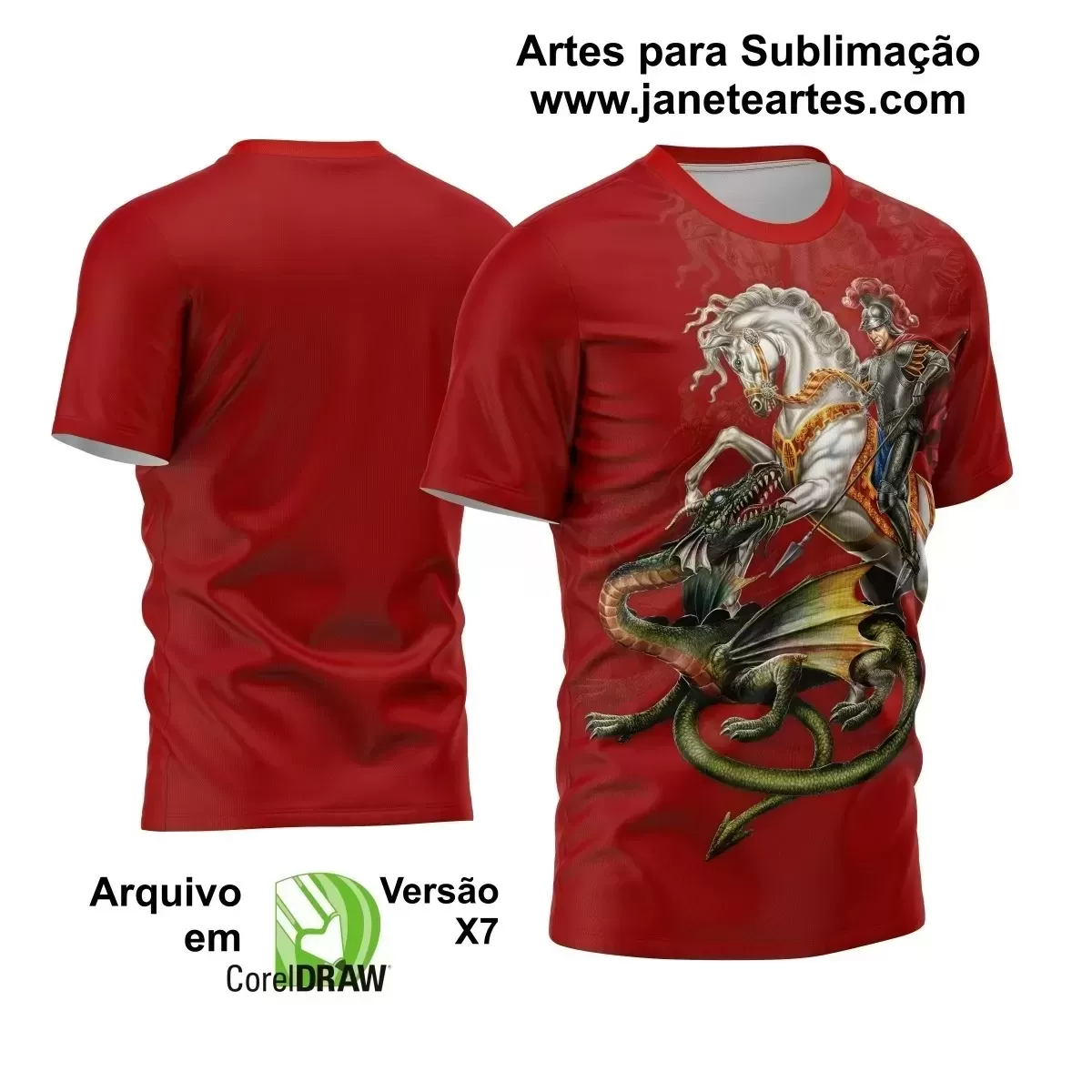 Arte Vetor Camisa Religião - São Jorge, Modelo 01