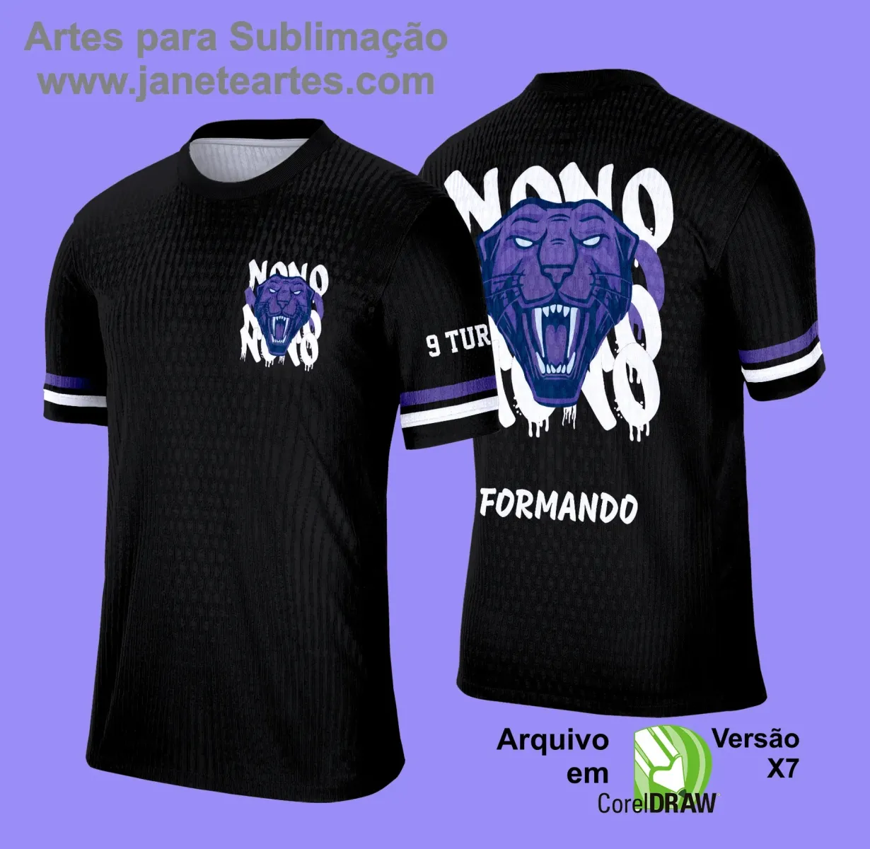 Arte Vetor Camiseta - Nono Ano Pantera 2025 – Formandos 9º Ano 2025