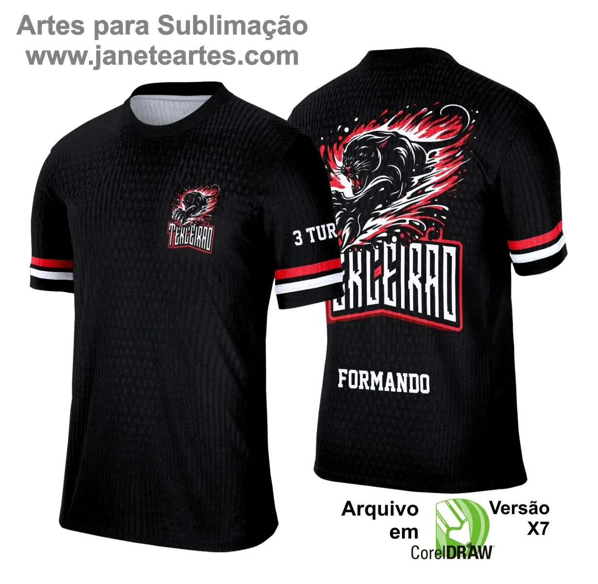 Arte Vetor Camiseta - Terceirão Pantera 2025 – Formandos 3º Ano 2025