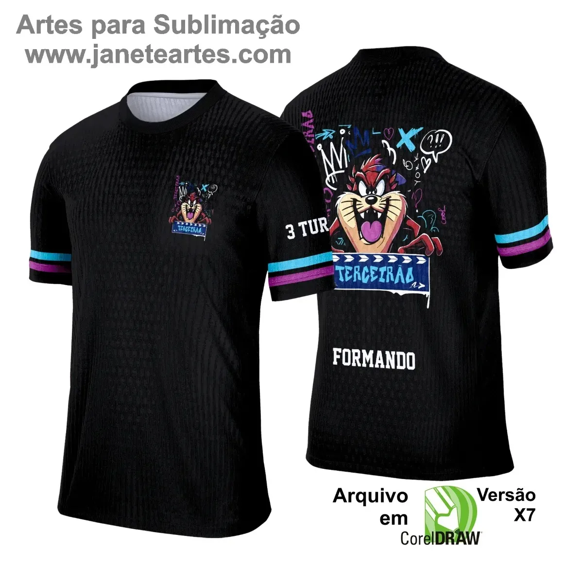 Arte Vetor Camiseta - Terceirão Taz Mania 2025 – Formandos 2025