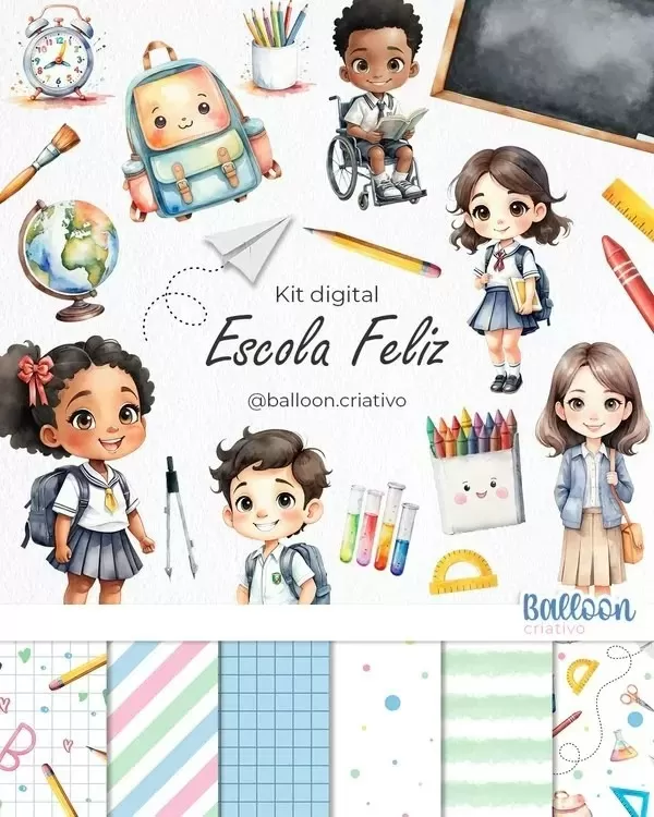 Kit Digital – Escola Feliz | Volta Às Aulas 2024 – Balloon Criativo