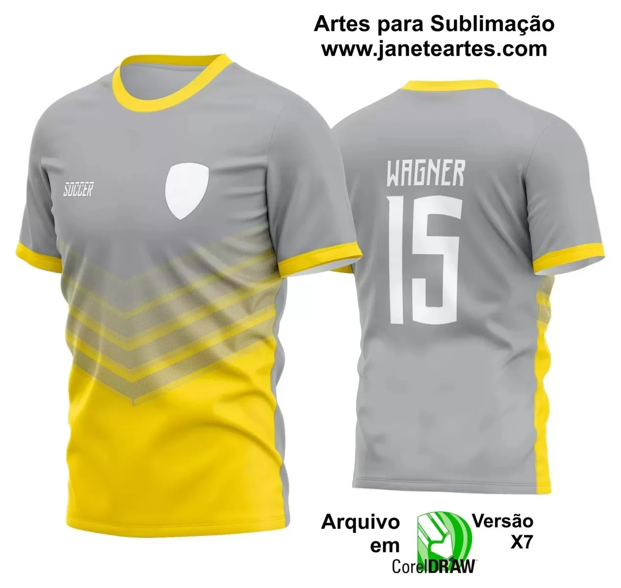 Template Camisa Amarela e Cinza - Jogos Internos 2024 - Time Amador - Futebol 2024