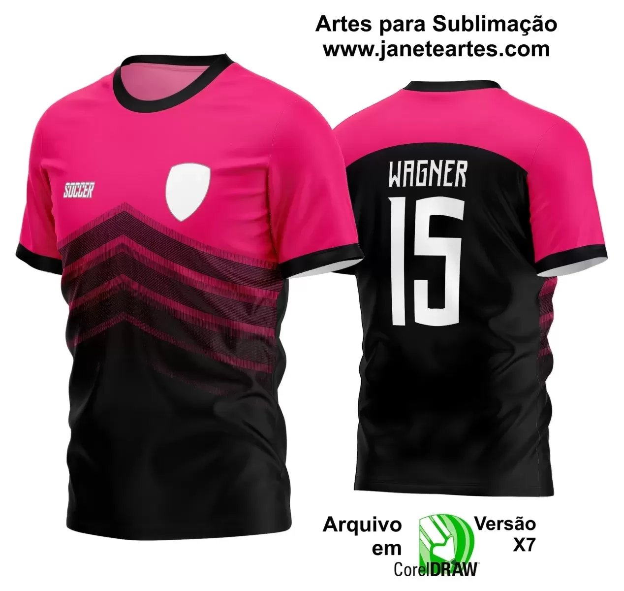 Template Camisa Preta e Rosa - Jogos Internos 2024 - Time Amador - Futebol 2024