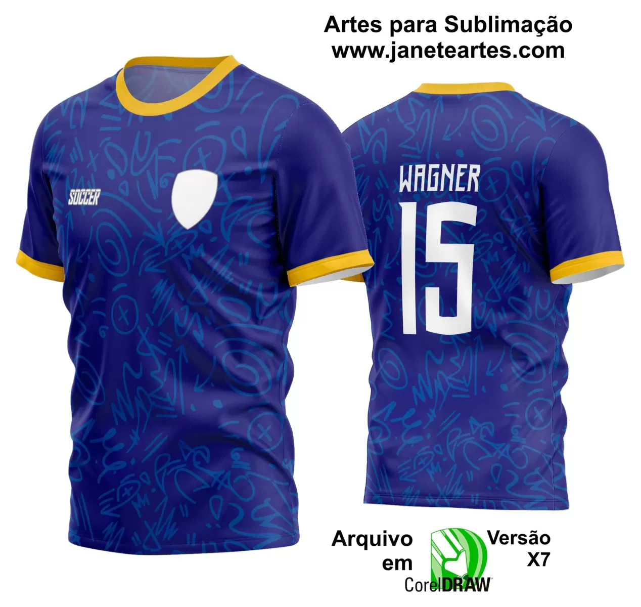 Template - Camisa Soccer Azul - Time Amador - Jogos Escolares - 2024 - 2025