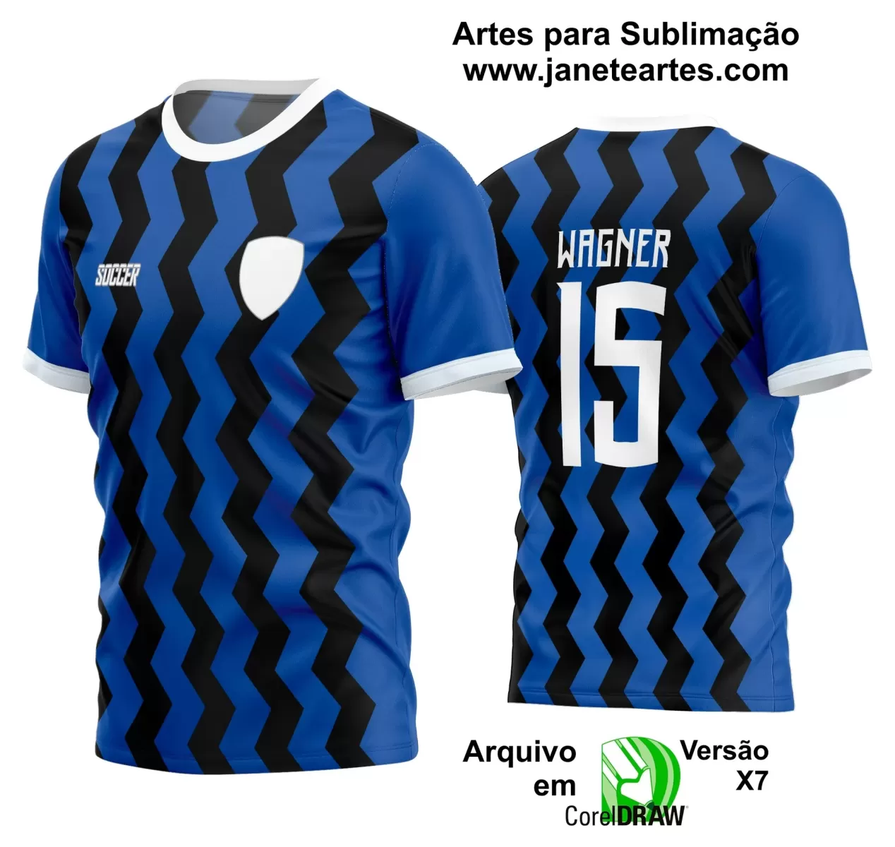 Template - Camisa Soccer Azul - Time Amador - Jogos Escolares - 2024 - 2025