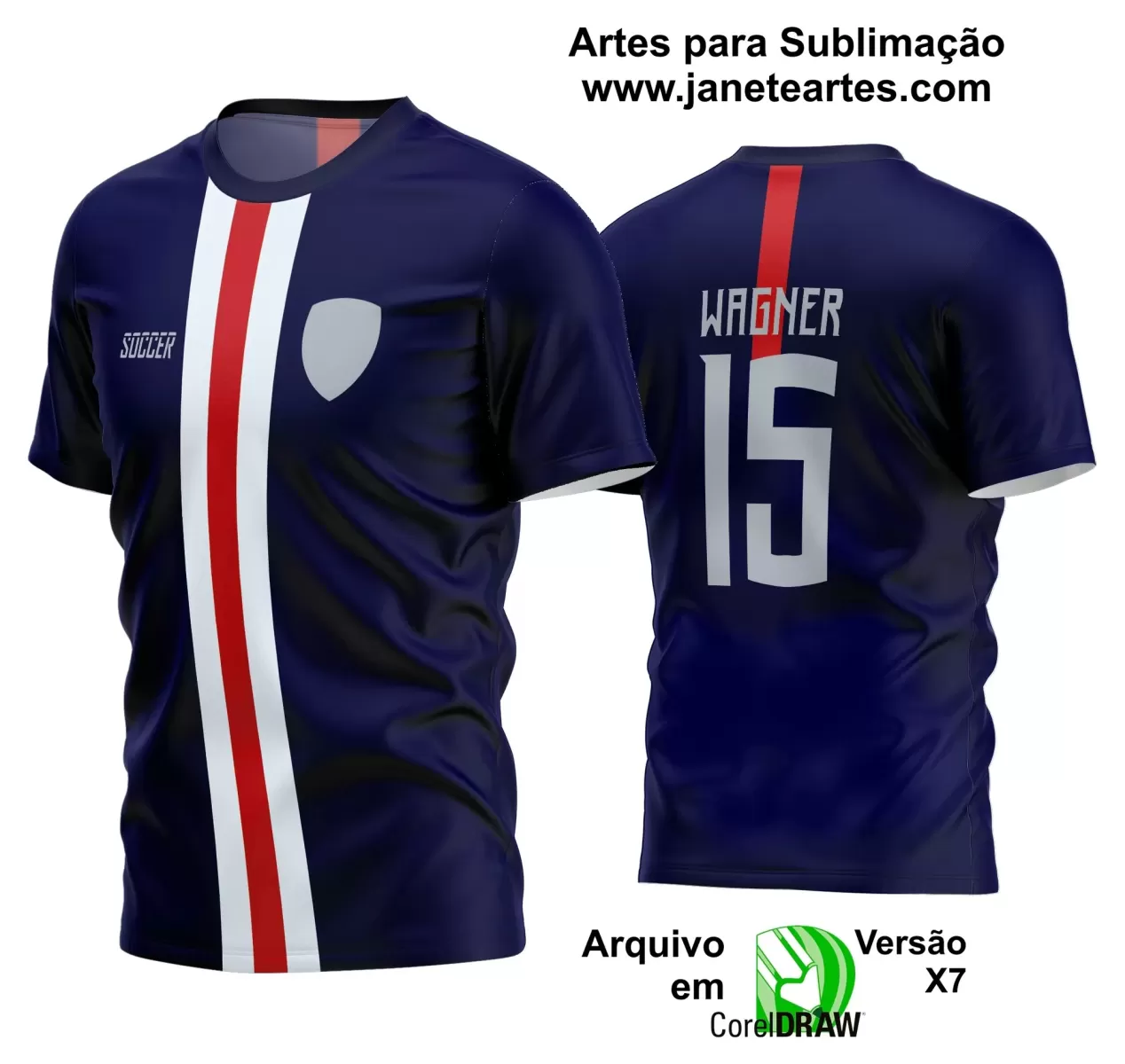 Template - Camisa Soccer Azul - Time Amador - Jogos Escolares - 2024 - 2025