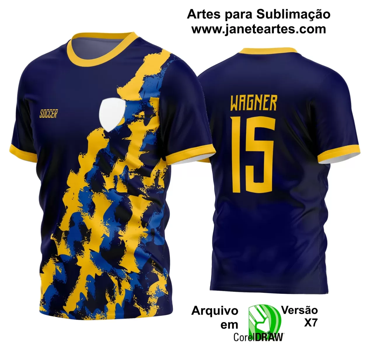 Template - Camisa Soccer Azul - Time Amador - Jogos Escolares - 2024 - 2025