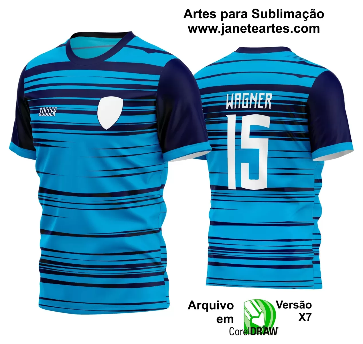 Template - Camisa Soccer Azul - Time Amador - Jogos Escolares - 2024 - 2025