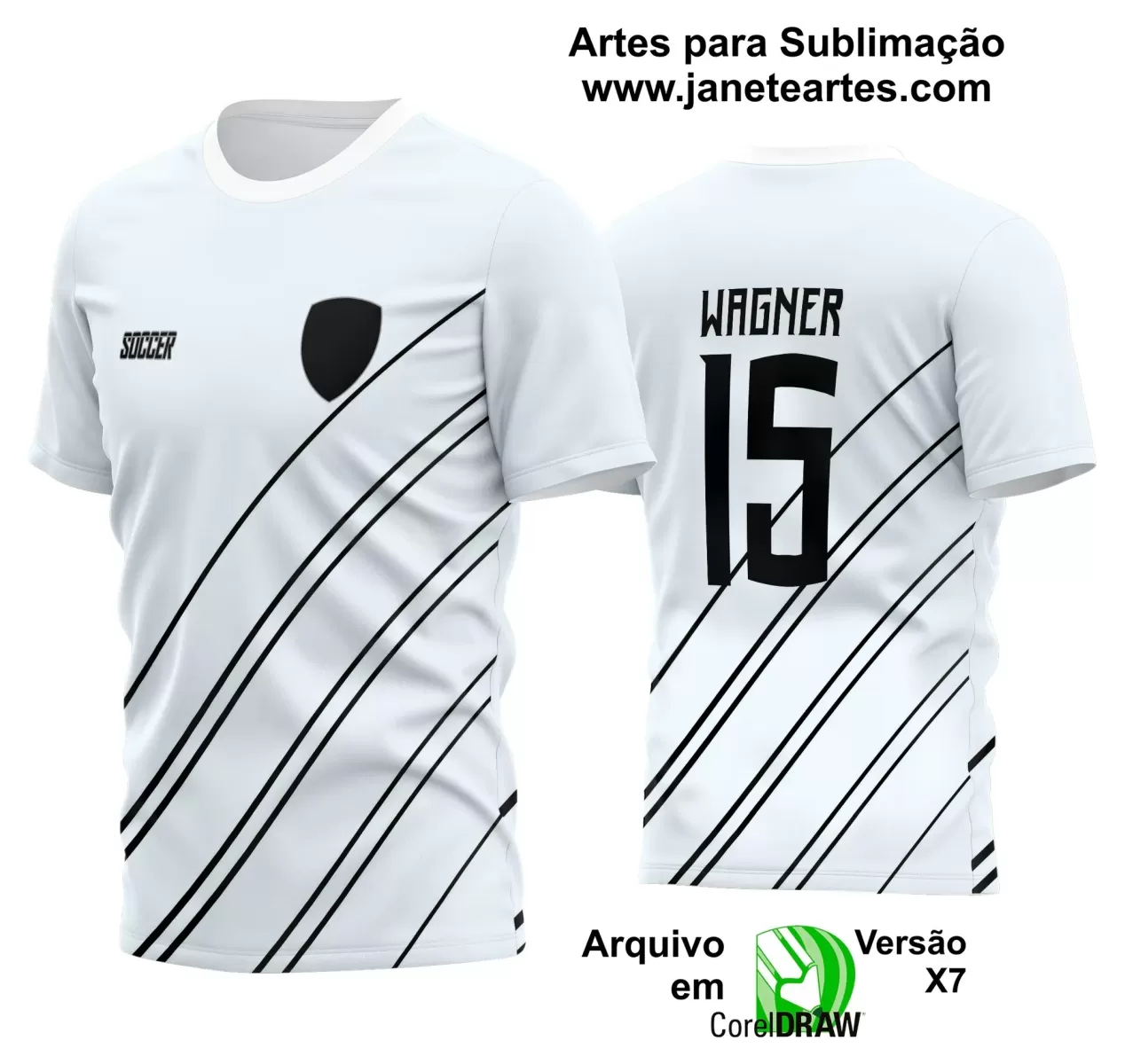 Template - Camisa Soccer Branca - Time Amador - Jogos Escolares - 2024 - 2025