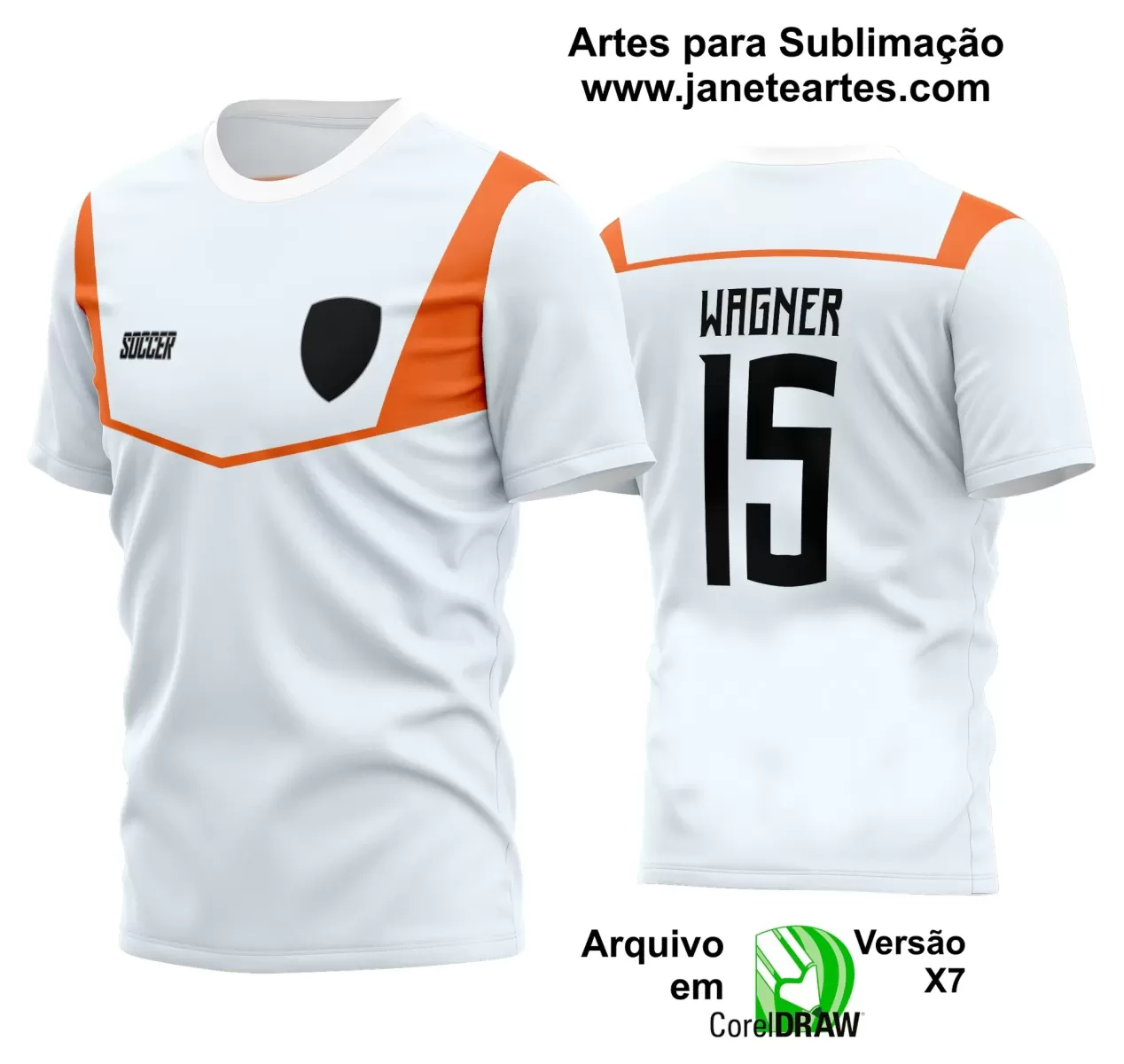 Template - Camisa Soccer Branca - Time Amador - Jogos Escolares - 2024 - 2025