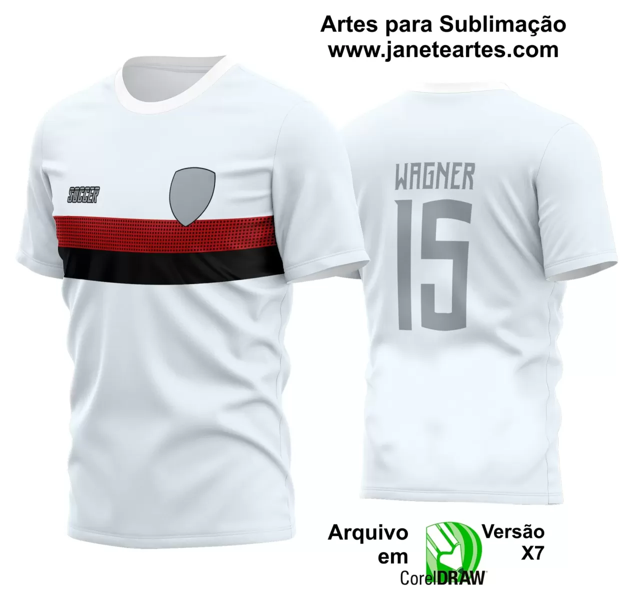 Template - Camisa Soccer Branca - Time Amador - Jogos Escolares - 2024 - 2025