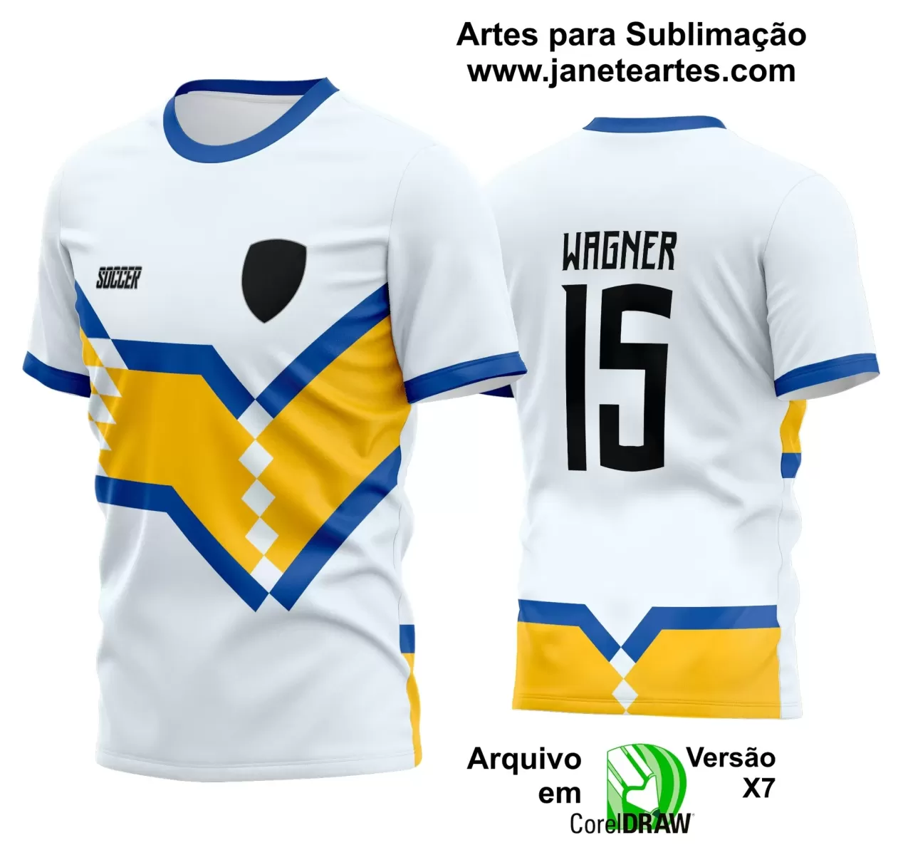 Template - Camisa Soccer Branca - Time Amador - Jogos Escolares - 2024 - 2025