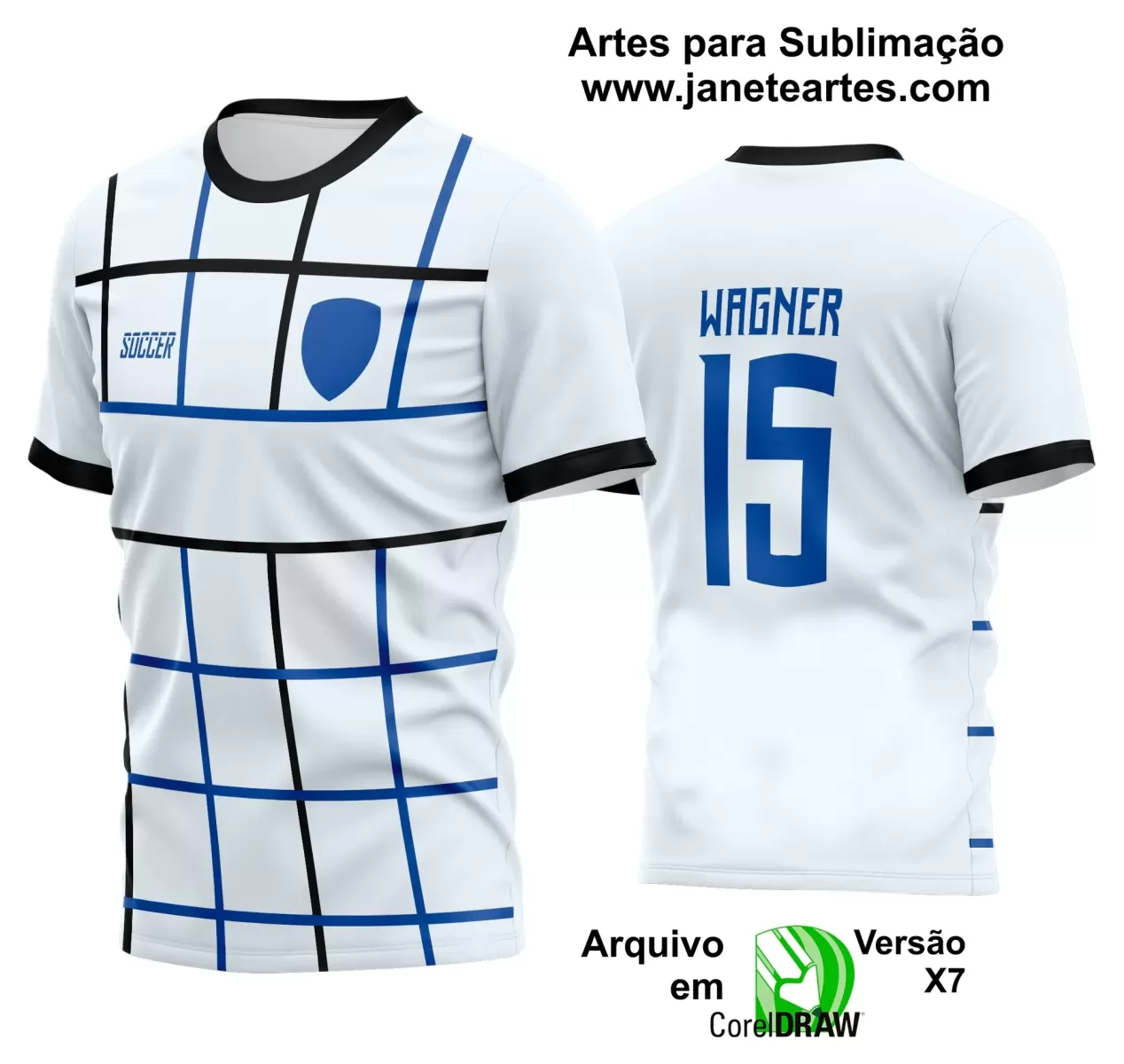 Template - Camisa Soccer Branca - Time Amador - Jogos Escolares - 2024 - 2025