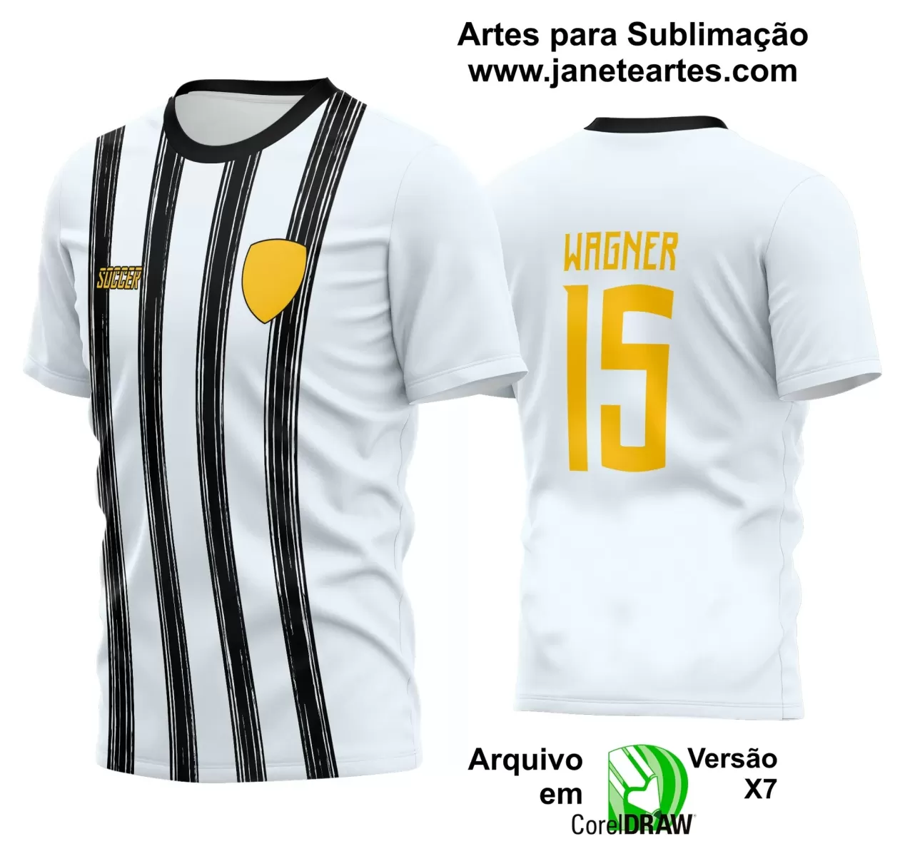 Template - Camisa Soccer Branca - Time Amador - Jogos Escolares - 2024 - 2025