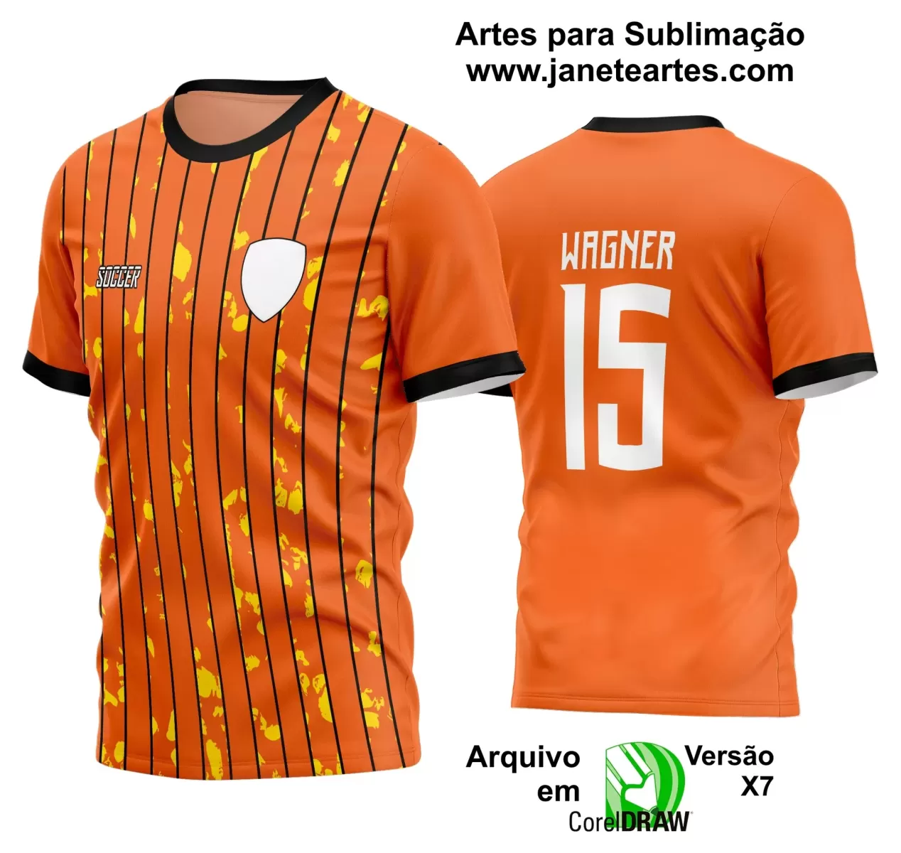 Template - Camisa Soccer Laranja - Time Amador - Jogos Escolares - 2024 - 2025