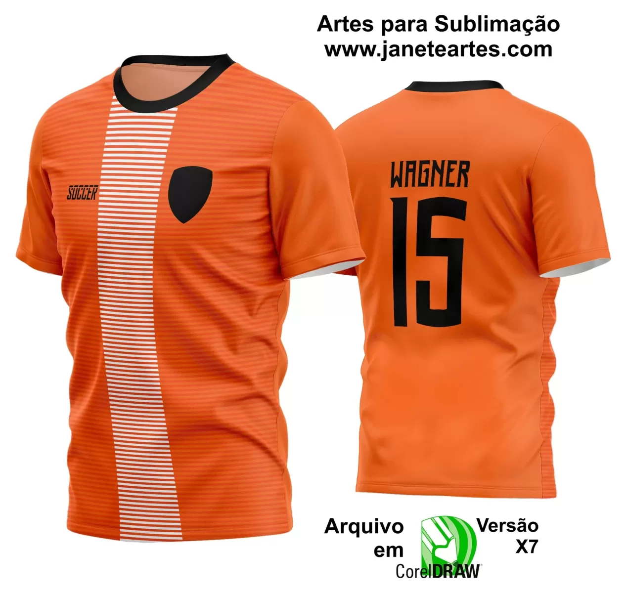 Template - Camisa Soccer Laranja - Time Amador - Jogos Escolares - 2024 - 2025