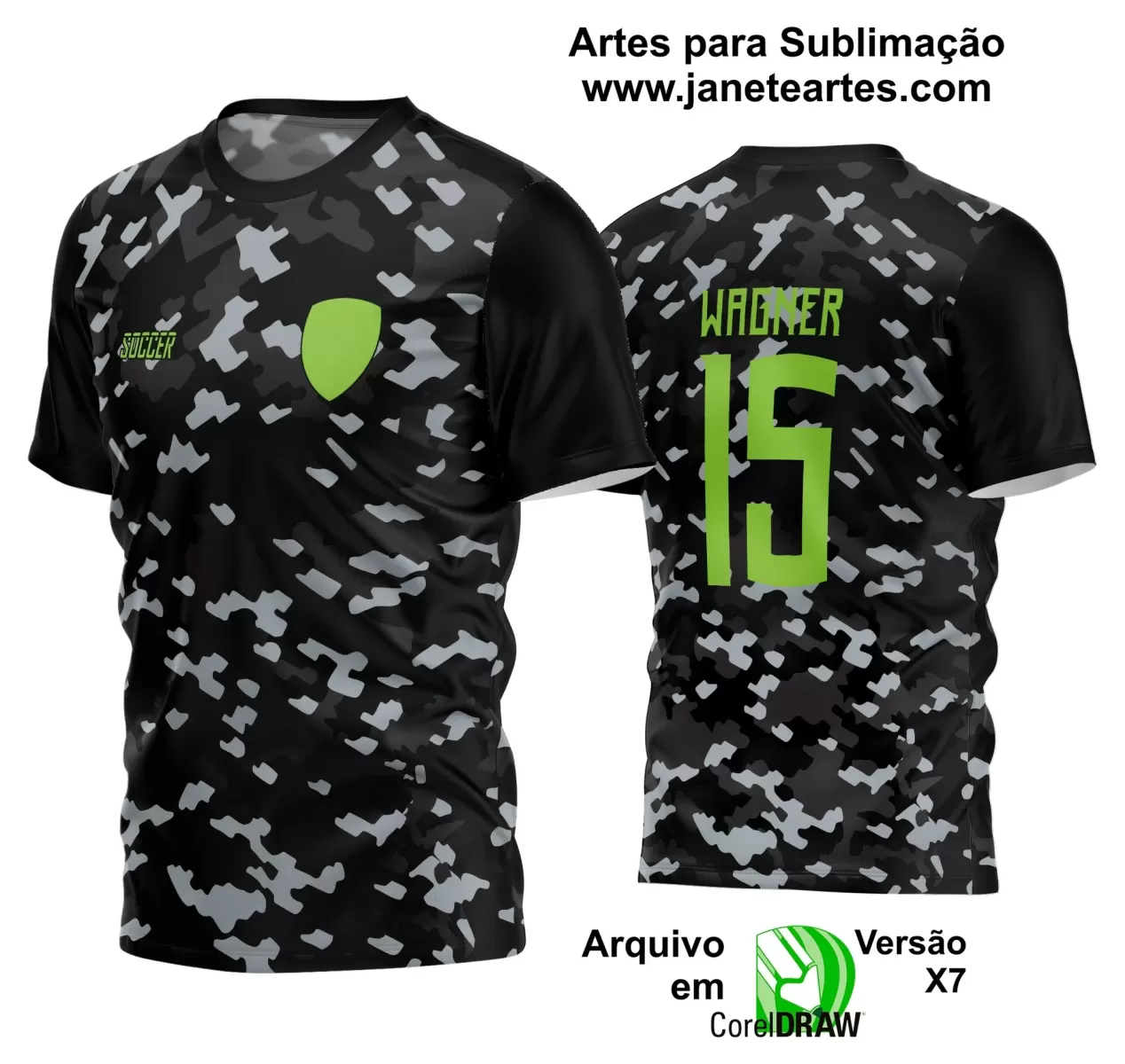 Template - Camisa Soccer Preta - Time Amador - Jogos Escolares - 2024 - 2025