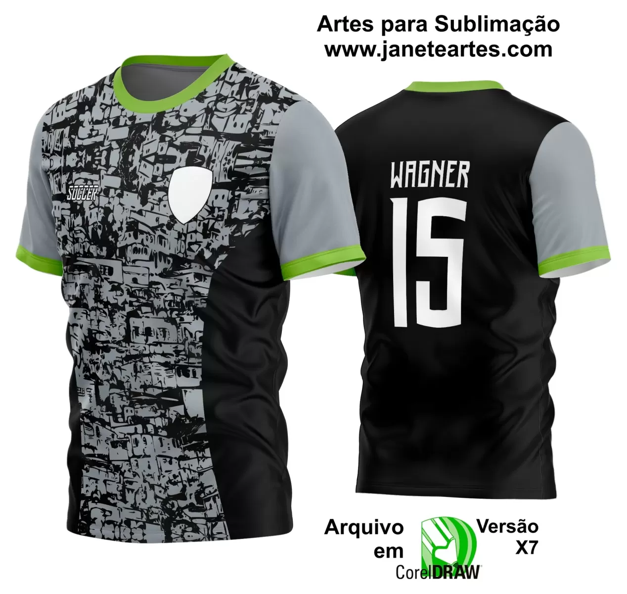 Template - Camisa Soccer Preta - Time Amador - Jogos Escolares - 2024 - 2025