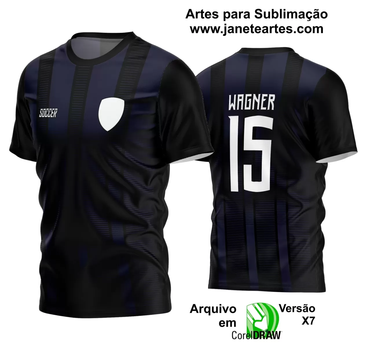 Template - Camisa Soccer Preta - Time Amador - Jogos Escolares - 2024 - 2025