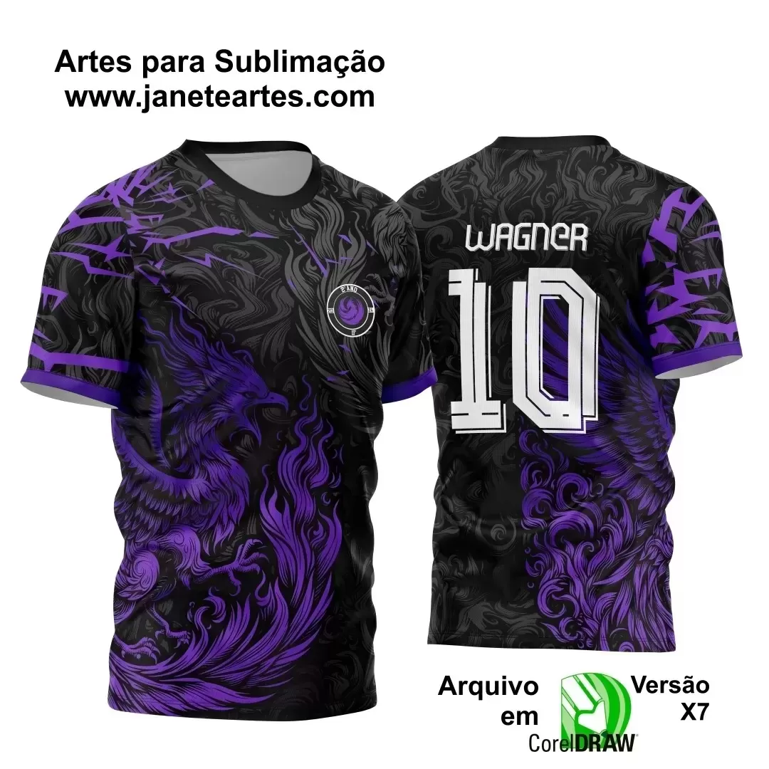 Template - Camisa de Interclasse Preta e Roxa - Jogos Internos - Fênix - 2024 - 2025