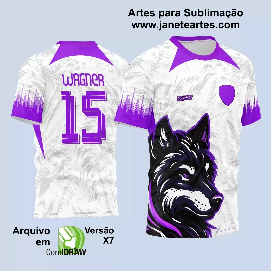 Template para Camisa de Interclasse Branca e Roxa - Jogos Internos - Lobo - 2024 - 2025 