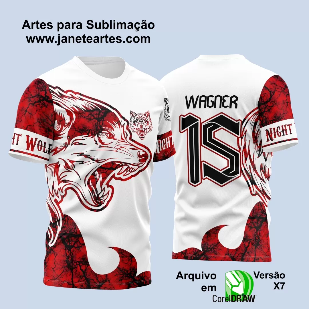 Template para Camisa de Interclasse Branca e Vermelha - Jogos Internos - Lobo - 2024 - 2025