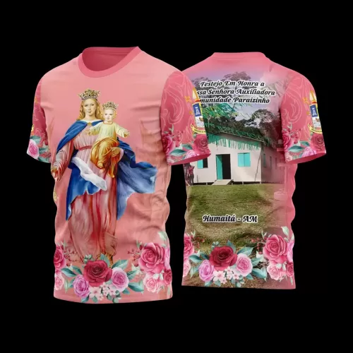  Arte Vetor Camisa Rosa 2024 - Nossa Senhora Auxiliadora 2024 - Religião