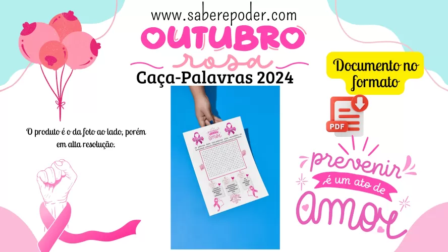  Campanha Outubro Rosa - Caça-Palavras 2024-2025