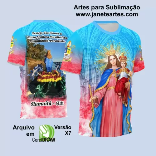 Arte Estampa Camisa Azul 2024 - Nossa Senhora Auxiliadora 2024 - Religião 