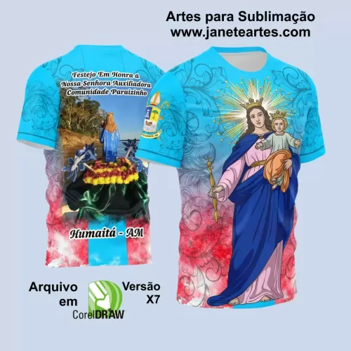 Arte Estampa Camisa Azul 2024 - Nossa Senhora Auxiliadora 2024 - Religião