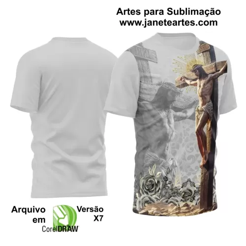 Arte Estampa Camisa Branca 2024 - Bom Jesus 2024 - Religião