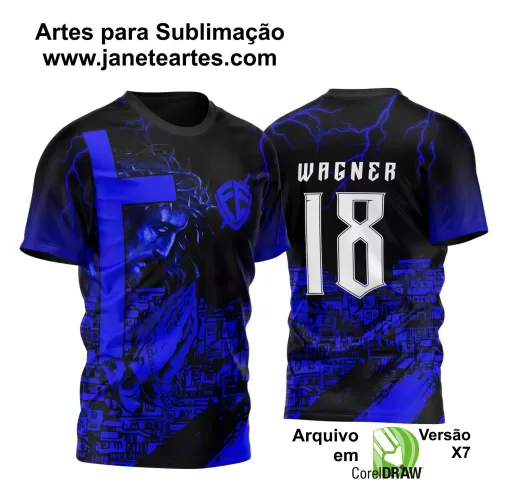 Arte Vetor Camisa Azul 2024 - Jesus Cristo - Time Amador 2024 - Favela - Religião