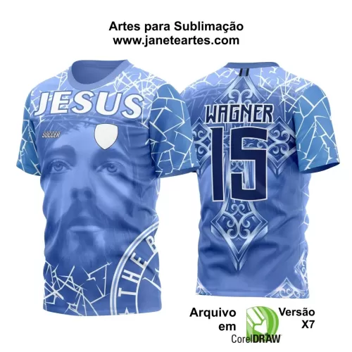 Arte Vetor Camisa Azul 2024 - Jesus Cristo - Time Amador 2024 - Religião