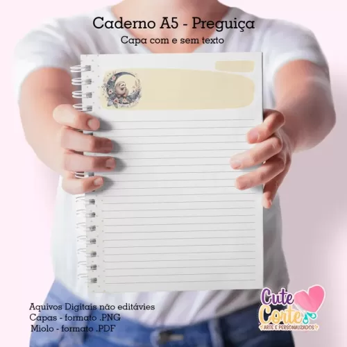 Caderno Pautado A5 + Bloquinho A6 – Preguiça (Cute Corte)