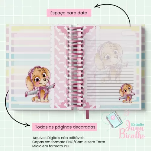 Caderno Pautado A5 Patrulha Canina Candy Menina – Jana