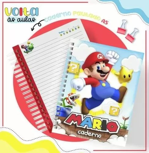 Caderno de Desenho | Super Mario – Volta às Aulas 2024 – Lina Criativa