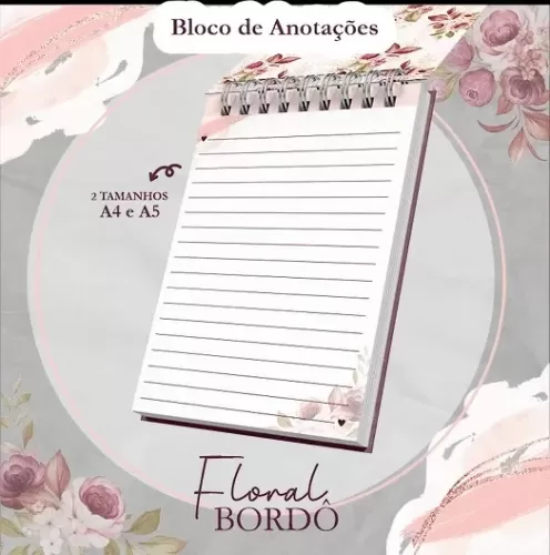 Capas Alfabeto Floral Bordô