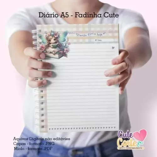 Diário A5 + To do List – Fadinha Cute – Cute Corte