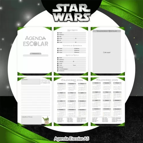 Kit Completo Baby Yoda | Star Wars – Escolar | Saúde – Encadernação – Pamella Vieira