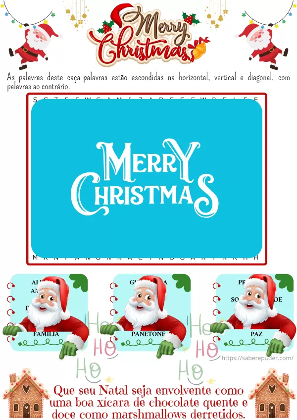 Caça Palavras de Natal, PDF, Natal