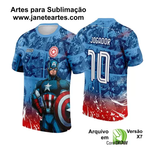 Template Camiseta de Interclasse - Jogos Internos - Capitão América - 2024 - 2025